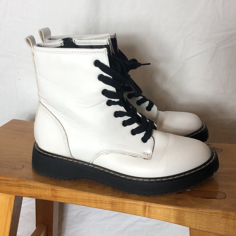 Madden Girl White Combat Boots